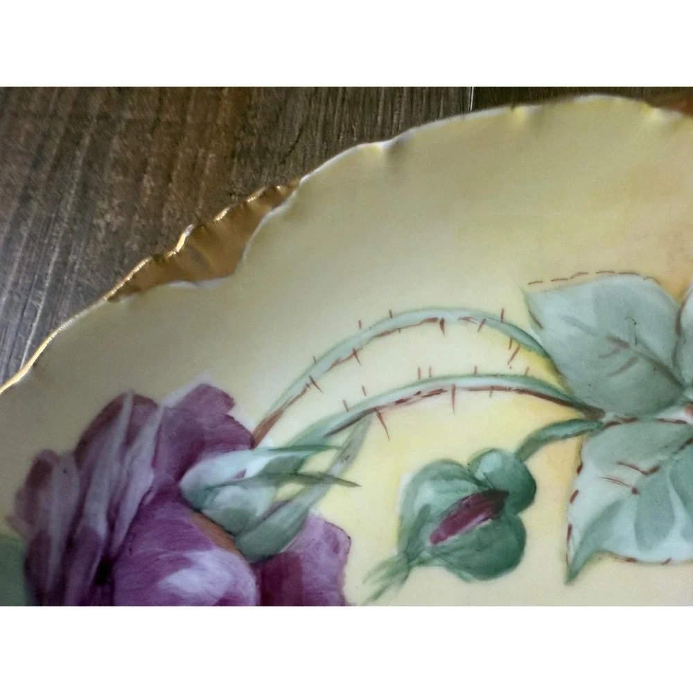 RC Versailles Bavaria Hand Painted Rose‎ Cabinet Plate Gold Scalloped Rim